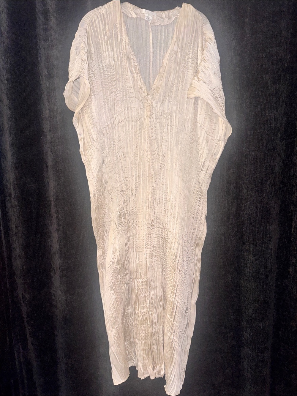 H&M Cream Crinkle V‑Neck Swim Cover-Up Kaftan